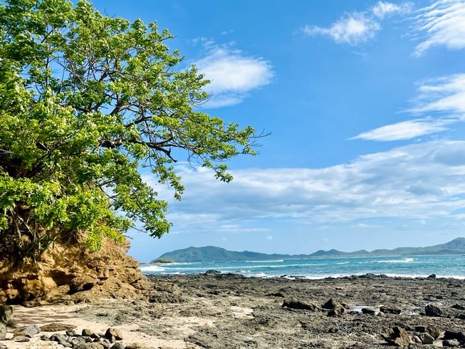 Rocky coastline and ocean view in Guanacaste Costa Rica near a jungle yoga retreat outside Tamarindo.