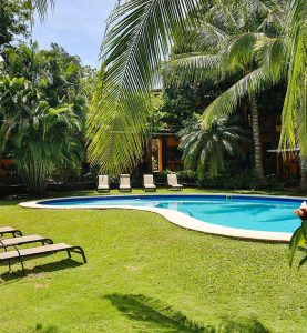 Tropical pool and garden courtyard at Villas Macondo in Tamarindo Costa Rica